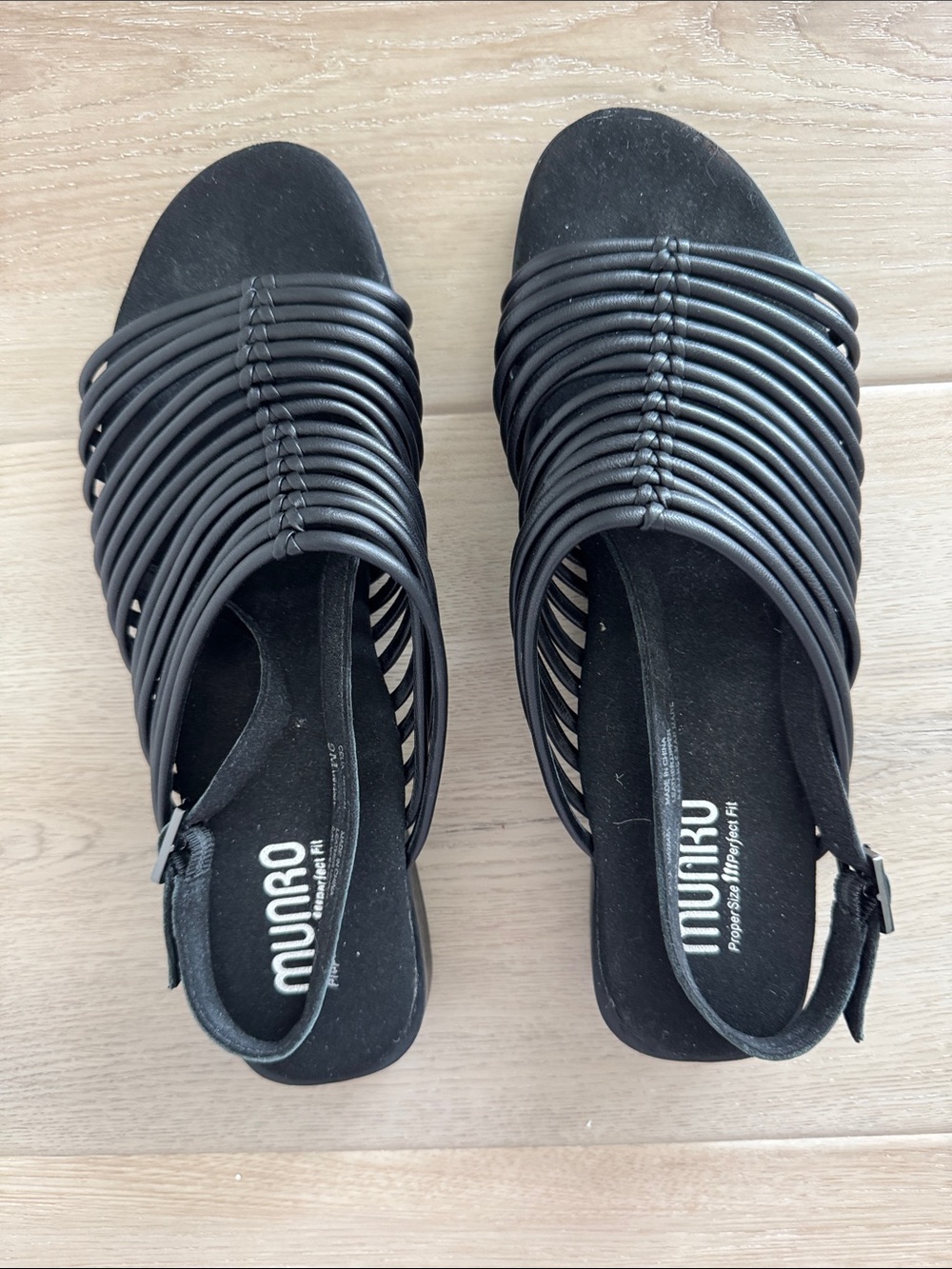 Munro Black Strappy Slingback Sandals
